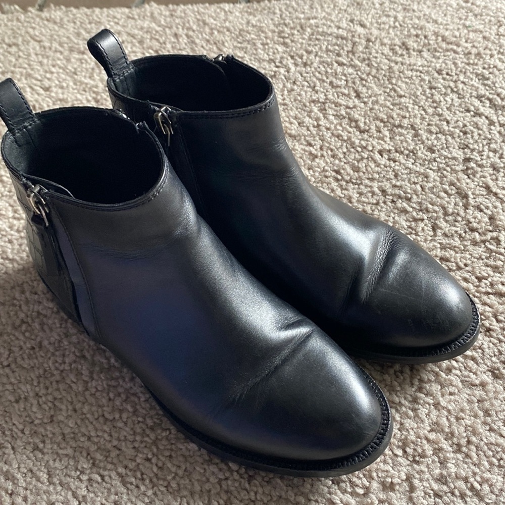 Black leather ankle boots
